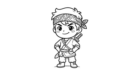 Little boy dressed as ninja warrior. © Afi