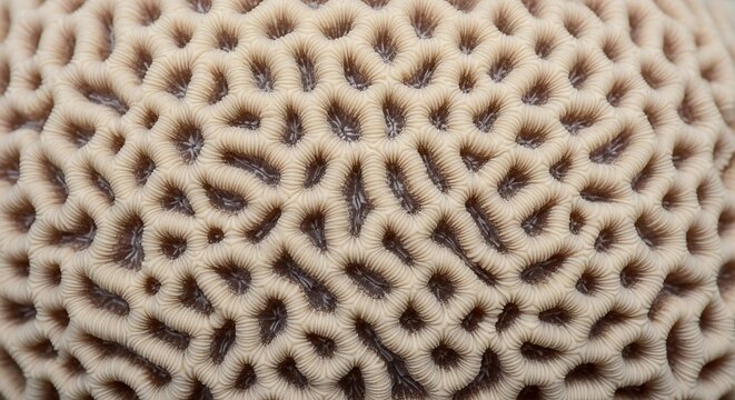 Macro close-up shot of brain coral texture showing organic patterns
