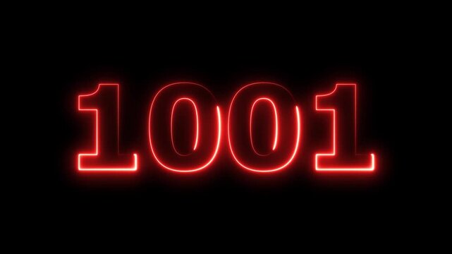 Abstract beautiful glowing neon countdown 1001 number animation background 4k video.