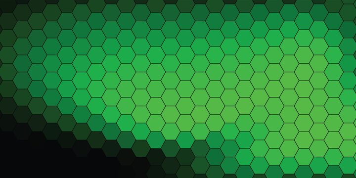 Abstract eco tech hexagon lattice pattern with green wave gradient for sustainable technology background design