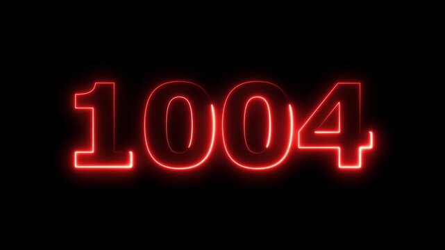 Abstract beautiful glowing neon countdown 1004 number animation background 4k video.