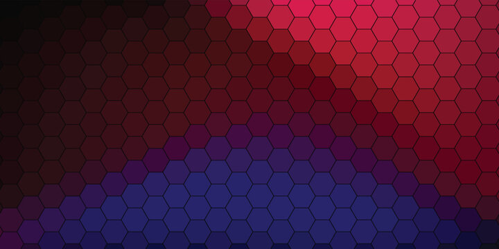 Modern red and blue geometric mosaic backdrop with interconnected hexagonal plates for digital armor vector art