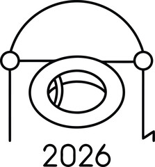 2026 Astronomy Event Line Icon Concept Representing Solar Eclipse or Planetary Orbit © Lutfar