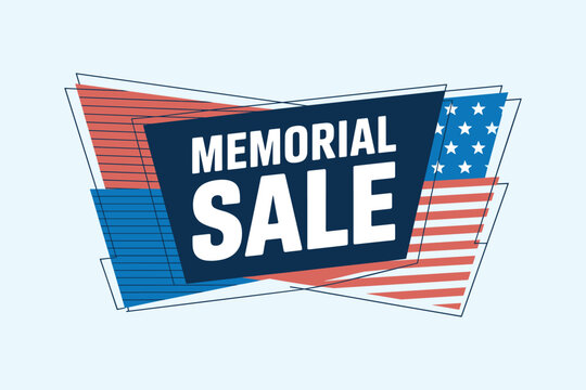 Memorial day sale banner with american flag design and bold typography