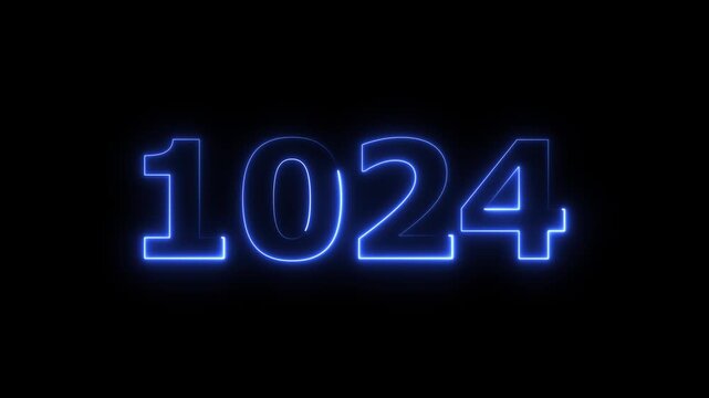 Abstract beautiful glowing neon countdown 1024 number animation background 4k video.