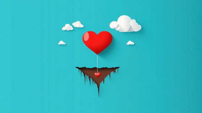 Love trap, Love symbolized by a heart falling into a pit, flat design illustration of love trap.