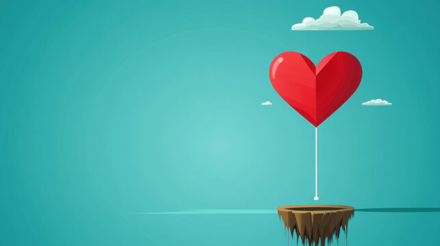 Love trap, Heart symbol falling into a pit representing a love trap with flat illustration style.
