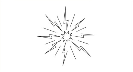 Fototapeta premium Black and white lightning bolt explosion.
