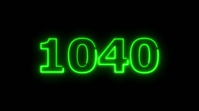 Abstract beautiful glowing neon countdown 1040 number animation background 4k video.