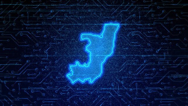 4K Resolution, Congo Country Digital Electric Futuristic Technology Map, Suitable for Tech events, Science, Politics, Elections, News and Sports Events