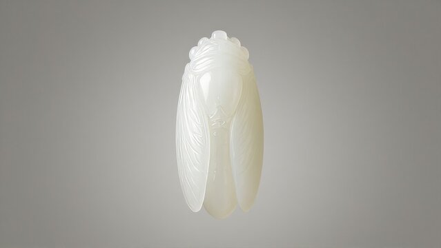 Elegant white jade cicada carving