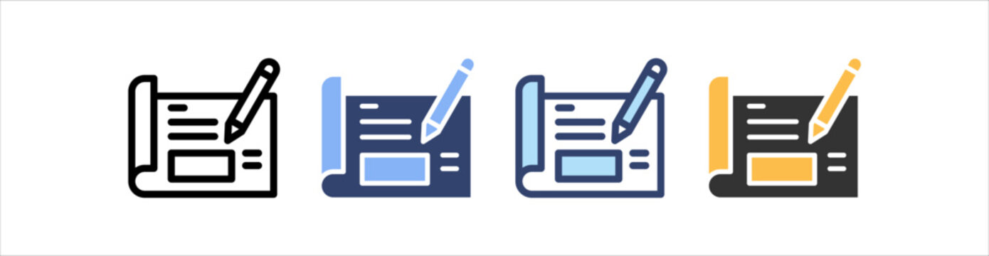 Blueprint Icon Set Multiple Style Collection