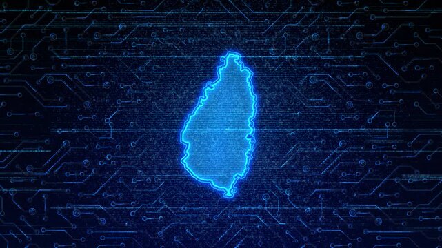 4K Resolution, Saint Lucia Country Digital Electric Futuristic Technology Map, Suitable for Tech events, Science, Politics, Elections, News and Sports Events