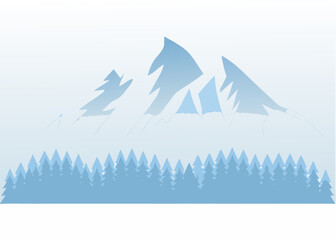 mountain range and forest illustration flat vector style © MihirKumarMondal