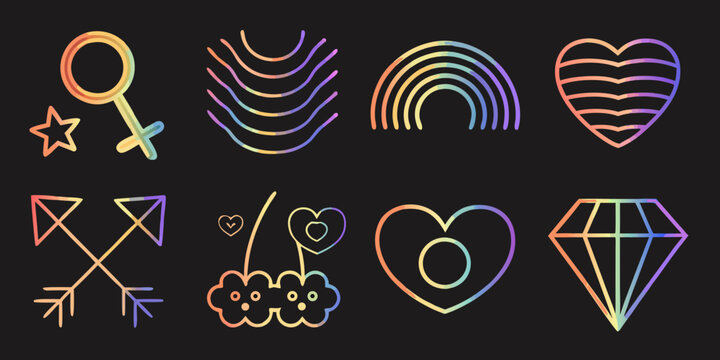 queer pride symbols colorful gradient vector illustration