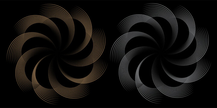 Gold and grey bronze metal circle frames 3d vector realistic illustration. First, second and third place medals or buttons isolated on black background. eps 10