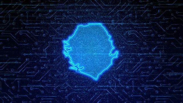 4K Resolution, Sierra Leone Country Digital Electric Futuristic Technology Map, Suitable for Tech events, Science, Politics, Elections, News and Sports Events