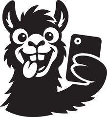 Fototapeta premium Funny Llama Taking a Selfie sticking Out Tongue Vector Illustration