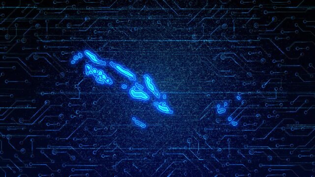 4K Resolution, Solomon Islands Country Digital Electric Futuristic Technology Map, Suitable for Tech events, Science, Politics, Elections, News and Sports Events