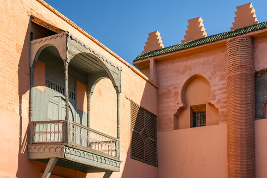 Ornate traditional Moroccan architecture under blue sky