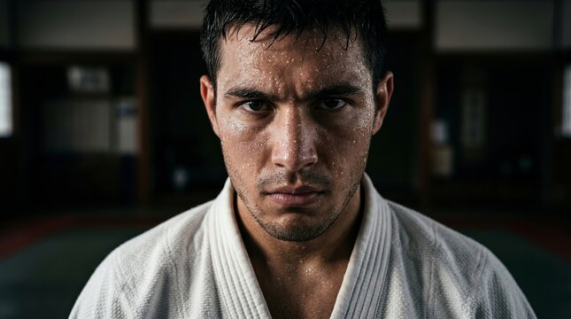 Intense martial artist portrait