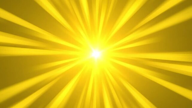 Bright yellow sunburst light effect with radiating beams against a golden background for energy and power visuals