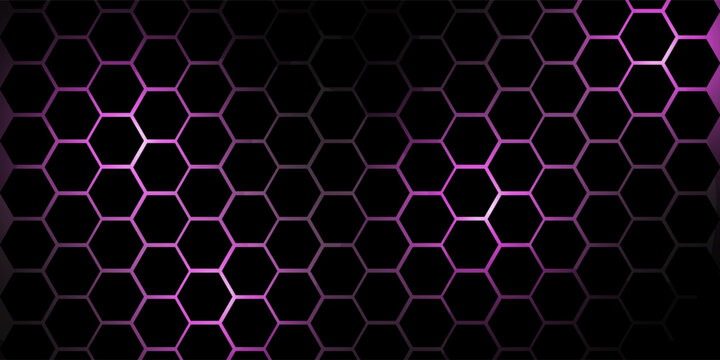 Futuristic Purple Hexagon Neon Background