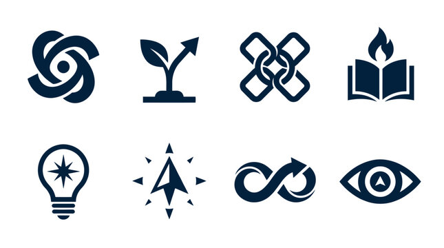 Collection of various symbolic icons.