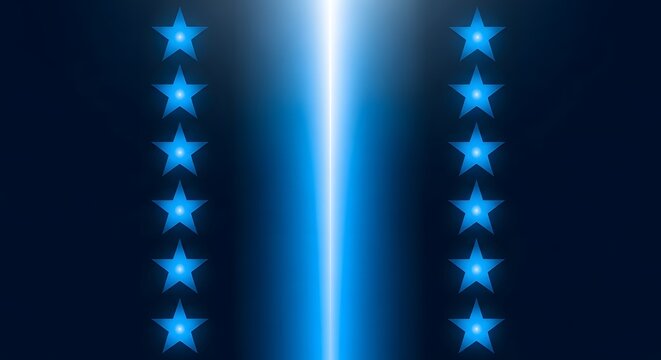 Blue and white stars on dark gradient background