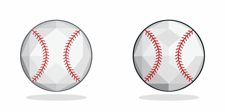 Two baseball illustrations with red stitching white background