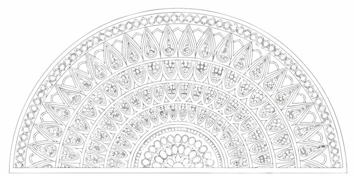 intricate circular design gothic arch illustration on white background