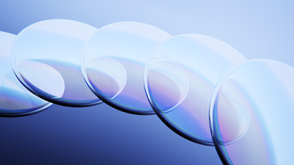 Naklejka na ściany i meble Glass lenses reflecting iridescent light and dispersion background