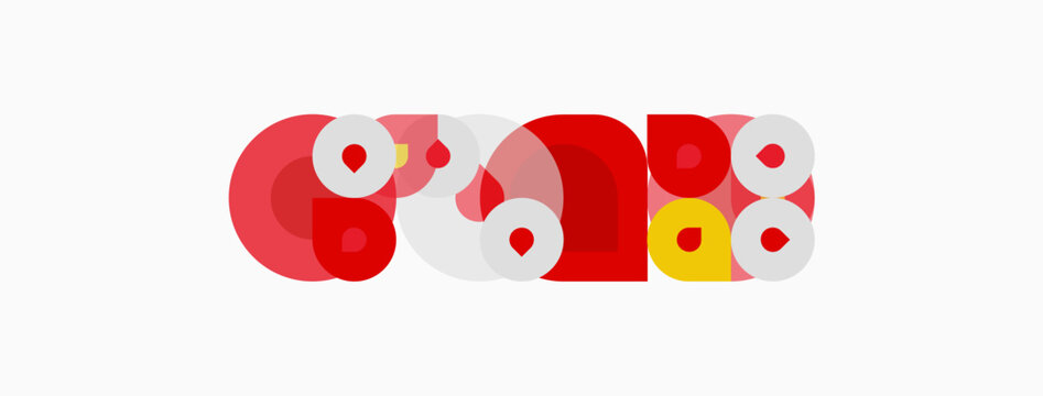 Abstract red shapes overlap white background. Circles, ovals create playful composition. Minimalist design, modern aesthetic.