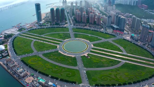 Aerial View of Xinghai Square in Dalian China in Xinghai Square, Dalian, China