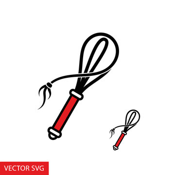 Vector Illustration of a Red Handle Whip or Cat o' Nine Tails