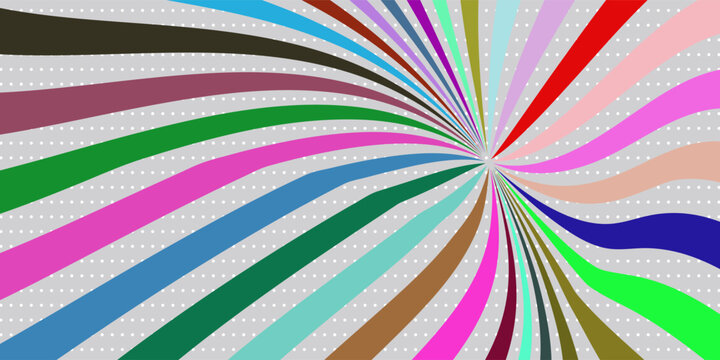 Halftone gradient sunbeam pattern. Abstract halftone color dot background. Red pop art, comic style small dots.