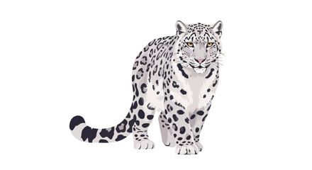 Snow Leopard Portrait Illustration, Wild Cat on White Background © Angsa