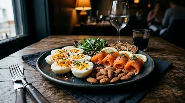 Gourmet Charcuterie Plate with Deviled Eggs and Smoked Salmon