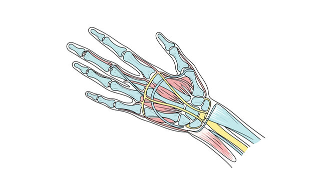 Anatomy of a human left hand.