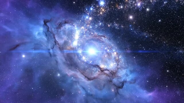Cosmic cloud formation nebulous nebula with brilliant stars in deep space