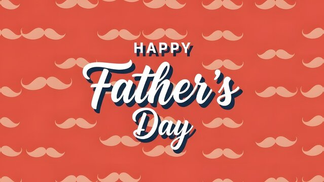 Happy fathers day greeting card with mustache pattern background