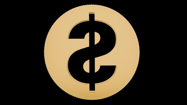 Dollar coin sign money finance currency gold wealth investment 3d render transparent background suitable for economic concepts, financial presentations, and digital assets.