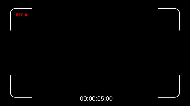 General camera overlay to put over your shot footage. video recorder camera screen with 4K resolution size Alpha Channel.  Video filming screen, shooting camera recording display. 