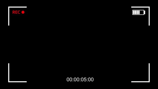 Monitoring screen template of CCTV, Camera recording screen overlay with alpha channel. camera overlay with recording frame and top-center timer. Doodle video camera viewfinders.