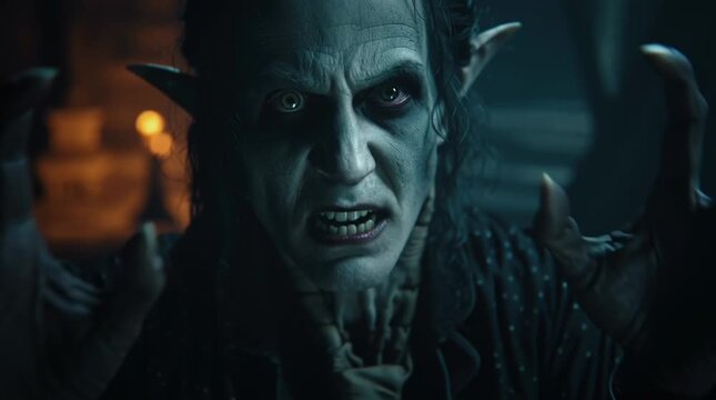 Cursing elf. Halloween plot. Evil magic