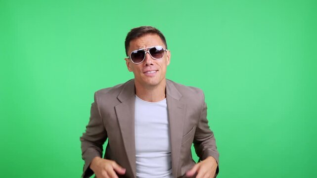 Smug arrogant man posing in slow motion