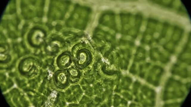 Close up of vibrant green leaf veins and cellular structure