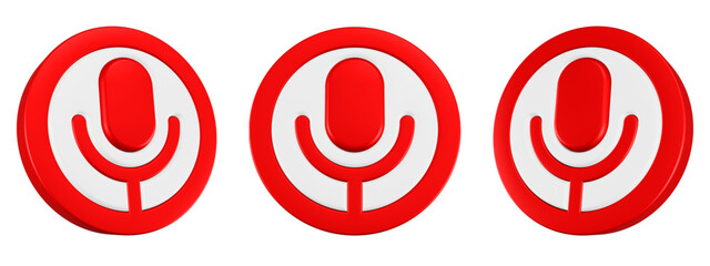 Fototapeta premium microphone icon 3d render circle button