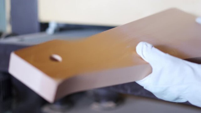 Woodworker sanding a wood plank with a drum sander