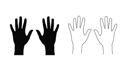 Fototapeta premium Hands open palm up silhouettes on white background